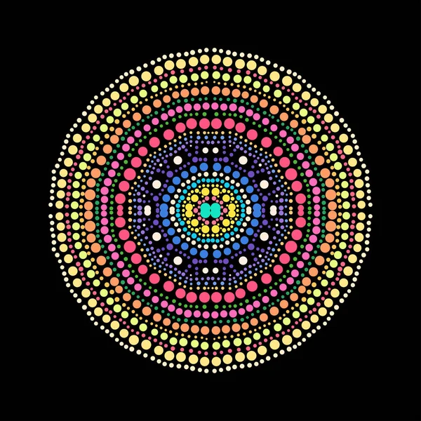 Dekoratif renkli nokta mandala, tasarım elementi. Kartlar, davetiyeler, afişler, posterler, baskı tasarımı için kullanılabilir. Mandala arkaplanı