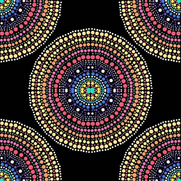 Renkli nokta mandalaları ve tasarım elementleri olan zarif, pürüzsüz bir desen. Davetiyeler için mandala deseni, tebrik kartları, hatıra defteri, baskı, hediye paketi, imalat