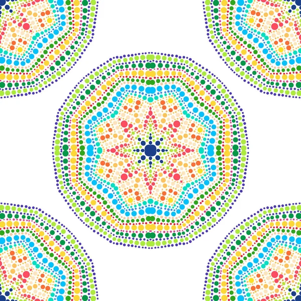 Elegante Patrón Sin Costuras Con Mandalas Puntos Colores Elementos Diseño — Archivo Imágenes Vectoriales