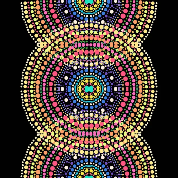 Renkli nokta mandalaları ve tasarım elementleri olan zarif, pürüzsüz bir desen. Davetiyeler için mandala deseni, tebrik kartları, hatıra defteri, baskı, hediye paketi, imalat