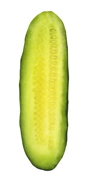 Snijd Komkommer Geïsoleerd Witte Achtergrond Natuurlijke Voedselachtergrond Plantaardig Ontwerpelement — Stockfoto