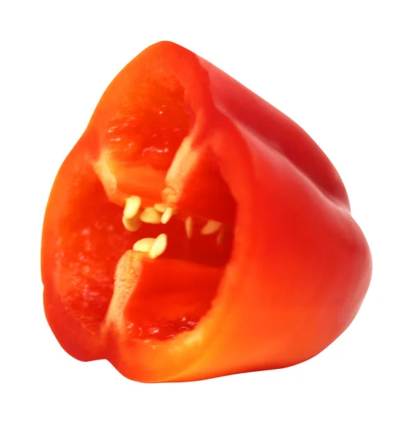 Skivad Bell Pepper Isolerad Vit Bakgrund Naturlig Mat Bakgrund Vegetabiliskt — Stockfoto