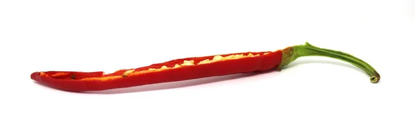 Piment Rouge Tranché Isolé Sur Fond Blanc Contexte Alimentaire Naturel — Photo