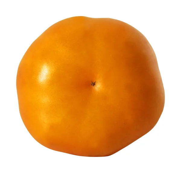 Sinaasappelrijp Tomatenfruit Geïsoleerd Witte Achtergrond Natuurlijke Voedselachtergrond Vruchtvormgevingselement — Stockfoto