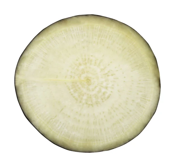 Sliced Black Radish Isolated White Background Natural Food Background Vegetable — Stock Photo, Image
