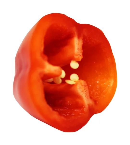 Κόκκινο Bell Pepper Απομονώνονται Λευκό Φόντο Φυσικό Διατροφικό Υπόβαθρο Στοιχείο — Φωτογραφία Αρχείου
