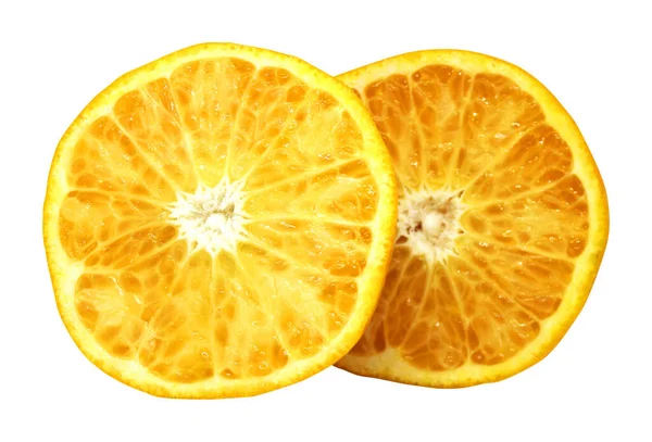 Κομμένα Πορτοκαλί Φρούτα Που Απομονώνονται Λευκό Φόντο Φυσικό Διατροφικό Υπόβαθρο — Φωτογραφία Αρχείου