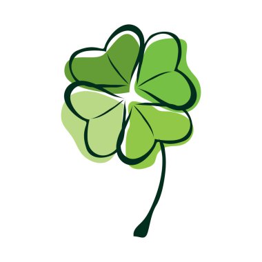 Dekoratif dört yapraklı yonca, tasarım elementi. Kartlar, davetiyeler, afişler, posterler, baskı tasarımı için kullanılabilir. Çiçek arkaplan. Aziz Patrick Günü