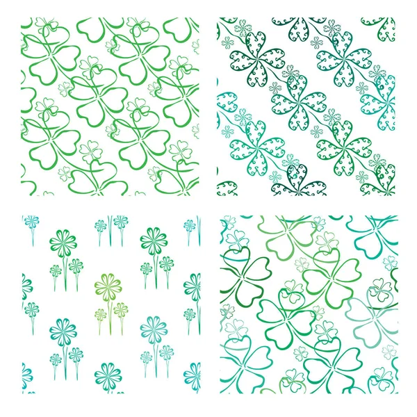 Élégant Motif Sans Couture Avec Quatre Trèfles Feuilles Éléments Conception — Image vectorielle