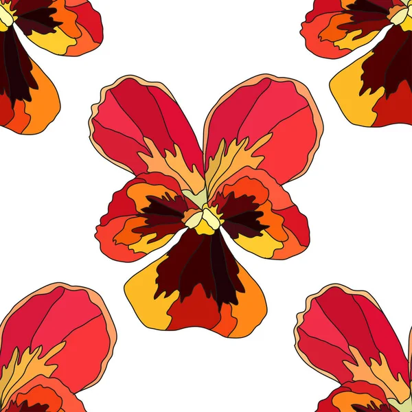 パンジーの花 デザイン要素とエレガントなシームレスなパターン 招待状 カード ギフトラップ ファブリック 壁紙のための花のパターン — ストックベクタ