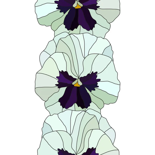 Elegant Seamless Pattern White Pansy Flowers Design Elements Floral Pattern — Stok Vektör