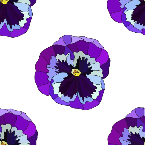 Padrão Sem Costura Elegante Com Flores Azul Pansy Elementos Design —  Vetores de Stock