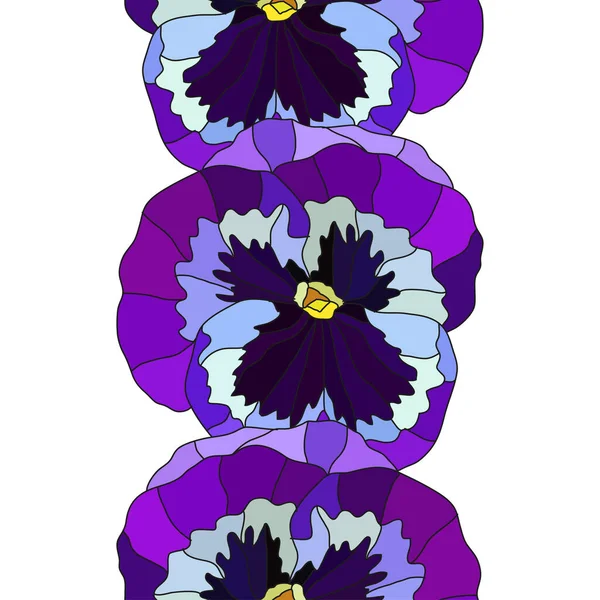 Elegancki Bezszwowy Wzór Niebieskimi Bratek Kwiaty Elementy Projektu Kwiatowy Wzór — Wektor stockowy