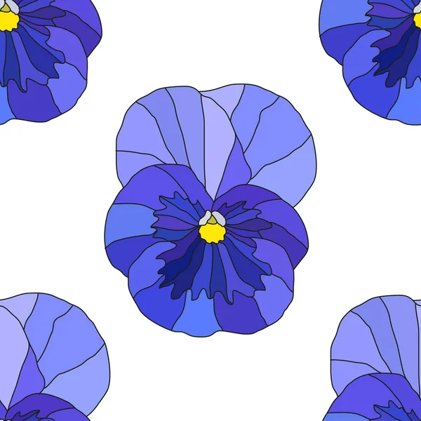 Elegant Seamless Pattern Blue Pansy Flowers Design Elements Floral Pattern — Wektor stockowy