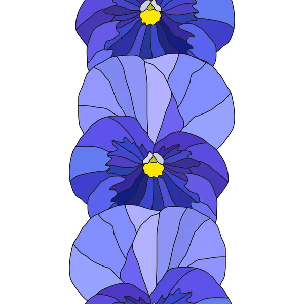 Padrão Sem Costura Elegante Com Flores Azul Pansy Elementos Design — Vetor de Stock