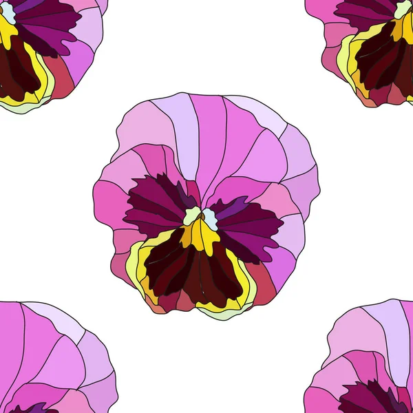 ピンクのパンジーの花 デザイン要素とエレガントなシームレスパターン 招待状 カード ギフトラップ ファブリック 壁紙のための花のパターン — ストックベクタ