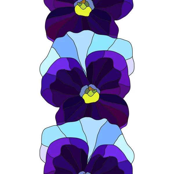 Elegant Seamless Pattern Blue Pansy Flowers Design Elements Floral Pattern — Stok Vektör