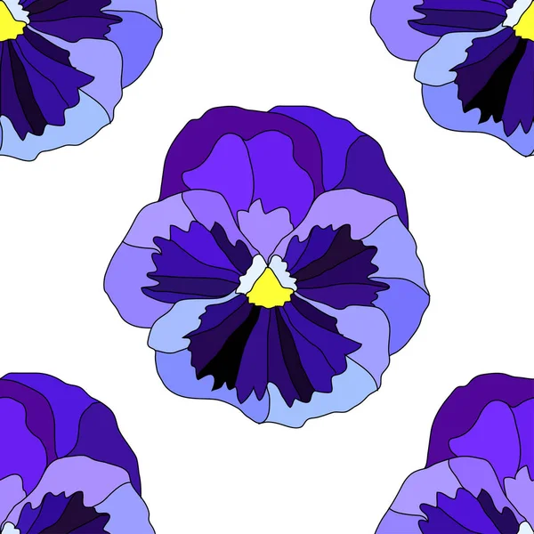 Elegant Seamless Pattern Blue Pansy Flowers Design Elements Floral Pattern — Wektor stockowy