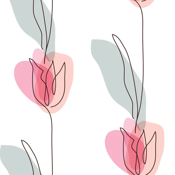 Elegante Patrón Sin Costuras Con Flores Tulipán Elementos Diseño Patrón — Vector de stock