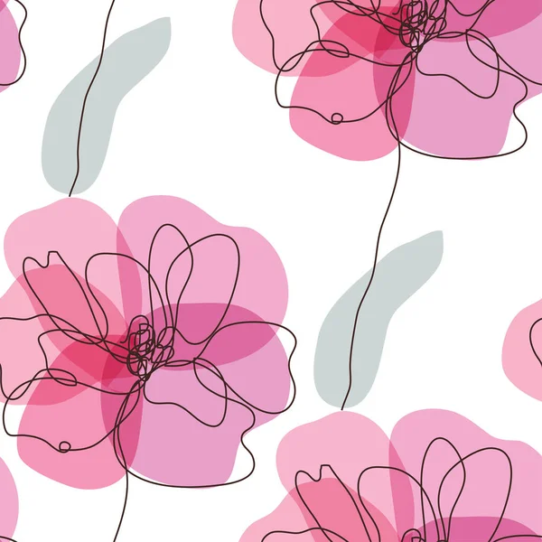 Élégant Motif Sans Couture Avec Des Fleurs Pavot Des Éléments — Image vectorielle