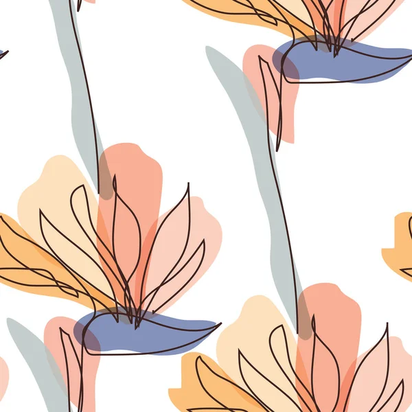 Κομψό Μοτίβο Χωρίς Ραφή Λουλούδια Στρετρίτσια Σχεδιαστικά Στοιχεία Floral Μοτίβο — Διανυσματικό Αρχείο