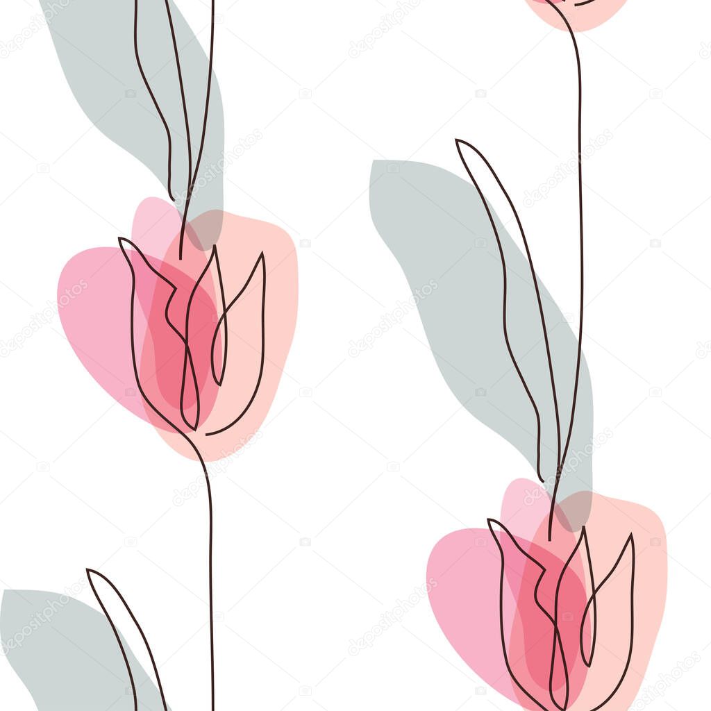 Elegant seamless pattern with tulip flowers, design elements. Floral  pattern for invitations, cards, print, gift wrap, manufacturing, textile, fabric, wallpapers