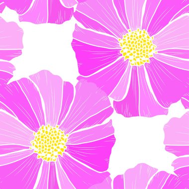 Cosmos çiçekler, tasarım öğeleri ile zarif seamless modeli. Davetiyeler, kartları, baskı, hediye paketi, imalat, tekstil, kumaş, çiçek desenli duvar kağıtları