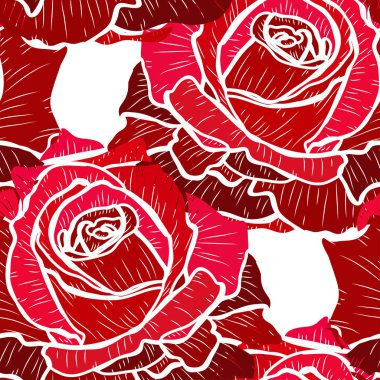 Gül çiçekleri ve tasarım elementleriyle zarif, pürüzsüz bir desen. Davetiyeler, kartlar, baskı, hediye paketi, imalat, tekstil, kumaş, duvar kağıtları için çiçek deseni