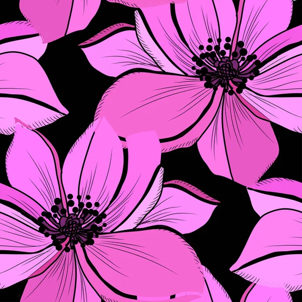 Elegancki Bezszwowy Wzór Kwiatami Anemonu Elementy Konstrukcyjne Kwiatowy Wzór Zaproszenia — Wektor stockowy