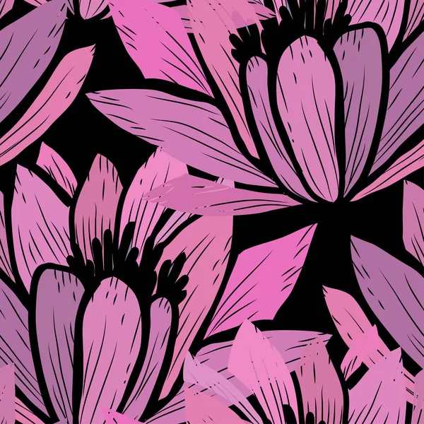 Elegantes Nahtloses Muster Mit Lotusblumen Designelementen Blumenmuster Für Einladungen Karten — Stockvektor