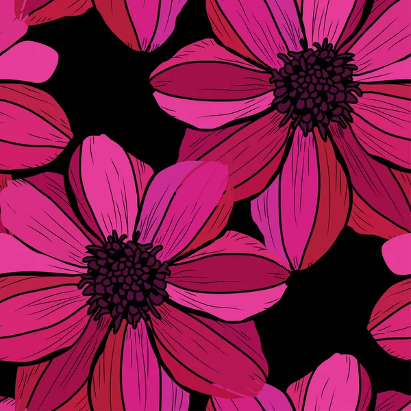 Elegant Naadloos Patroon Met Dahlia Bloemen Design Elementen Bloemen Patroon — Stockvector