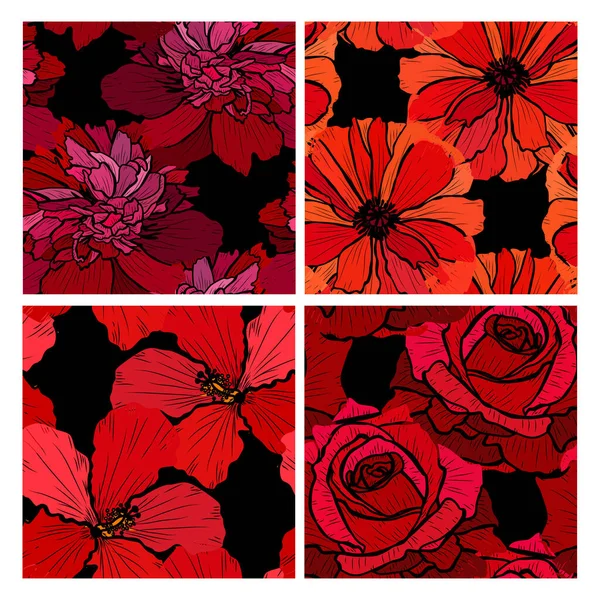 Padrão Sem Costura Elegante Com Flores Elementos Design Padrão Floral — Vetor de Stock