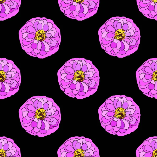 Elegante Naadloze Patroon Met Roze Zinnia Bloemen Design Elementen Bloemen — Stockvector