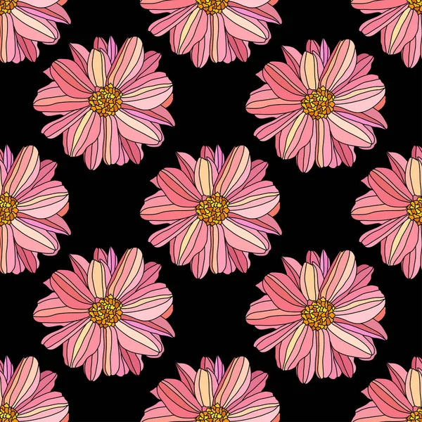 ダリアの花 デザイン要素とエレガントなシームレスなパターン 招待状 カード ギフトラップ ファブリック 壁紙のための花のパターン — ストックベクタ