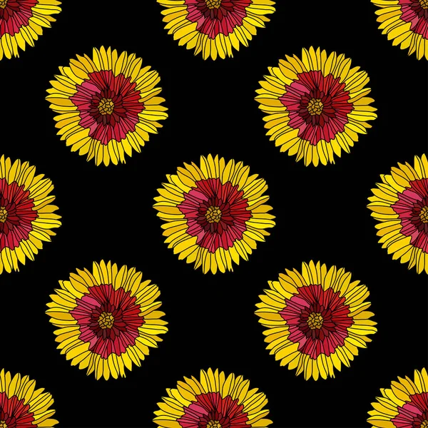 Gaillardiaの花 デザイン要素とエレガントなシームレスなパターン 招待状 カード ギフトラップ ファブリック 壁紙のための花のパターン — ストックベクタ