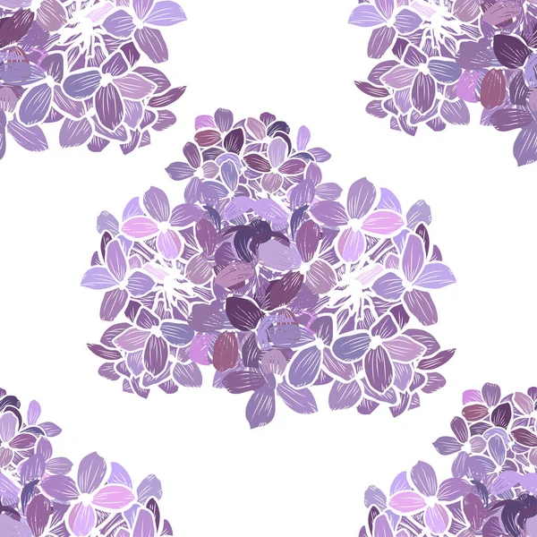 Élégant Motif Sans Couture Avec Des Fleurs Lilas Des Éléments — Image vectorielle