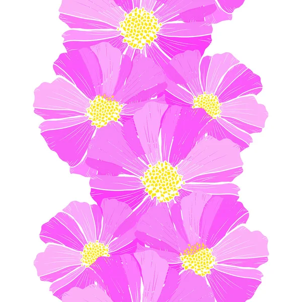 Elegantní Vzor Bezešvé Cosmos Květy Designovými Prvky Tapety Květinový Vzor — Stockový vektor