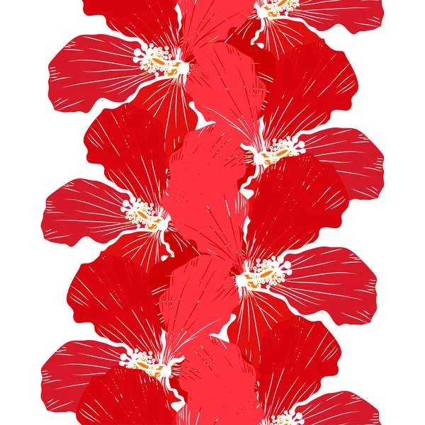 Κομψό Μοτίβο Χωρίς Ραφή Άνθη Ιβίσκου Σχεδιαστικά Στοιχεία Floral Μοτίβο — Διανυσματικό Αρχείο