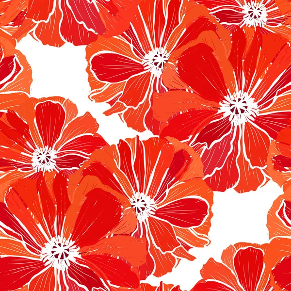 Elegante Patrón Sin Costuras Con Flores Amapola Elementos Diseño Patrón — Archivo Imágenes Vectoriales