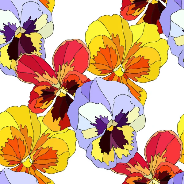 Elegant Seamless Pattern Pansy Viola Flowers Design Elements Floral Pattern — Stock Vector
