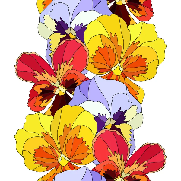 Elegant Seamless Pattern Pansy Viola Flowers Design Elements Floral Pattern — Stock vektor