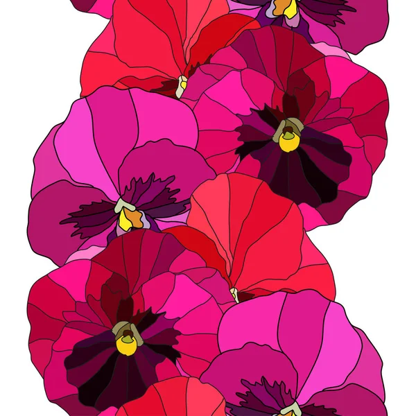 Elegant Seamless Pattern Pansy Viola Flowers Design Elements Floral Pattern — ストックベクタ