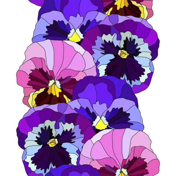 Elegant Seamless Pattern Pansy Viola Flowers Design Elements Floral Pattern — Stockvektor