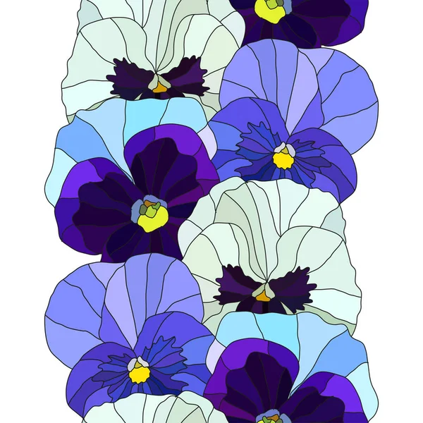 Elegant Seamless Pattern Pansy Viola Flowers Design Elements Floral Pattern — 图库矢量图片