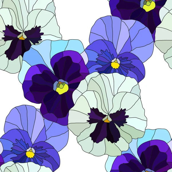 Padrão Sem Costura Elegante Com Pansy Flores Viola Elementos Design — Vetor de Stock