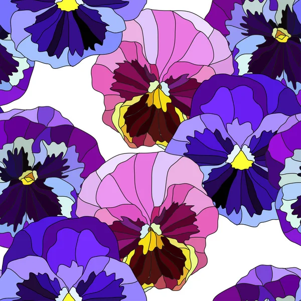 Elegant Seamless Pattern Pansy Viola Flowers Design Elements Floral Pattern — Archivo Imágenes Vectoriales