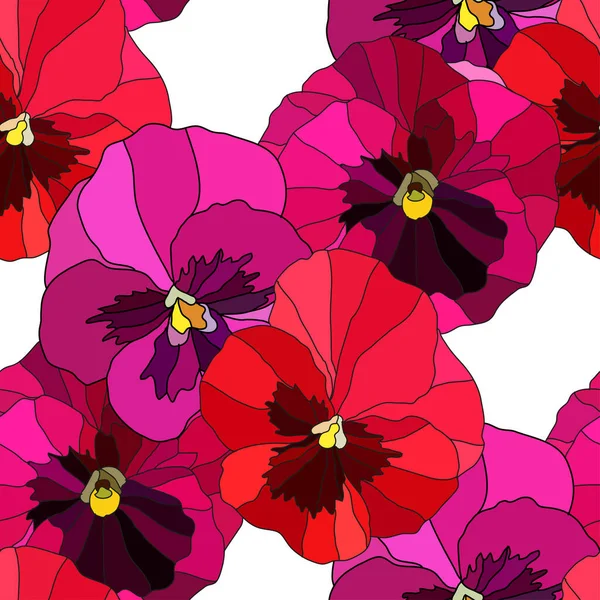 Elegant Seamless Pattern Pansy Viola Flowers Design Elements Floral Pattern — Διανυσματικό Αρχείο