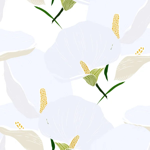 Елегантний Безшовний Візерунок Квітами Каллі Елементами Дизайну Квітковий Візерунок Запрошень — стоковий вектор