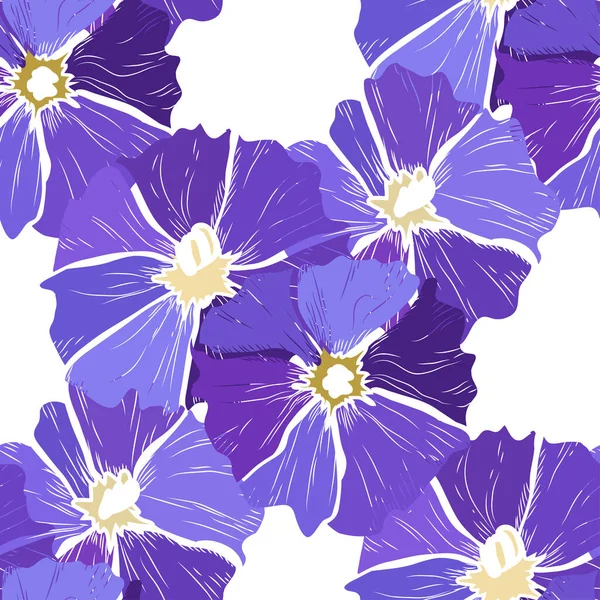 Elegant Seamless Pattern Blue Clematis Flowers Design Elements Floral Pattern — 图库矢量图片