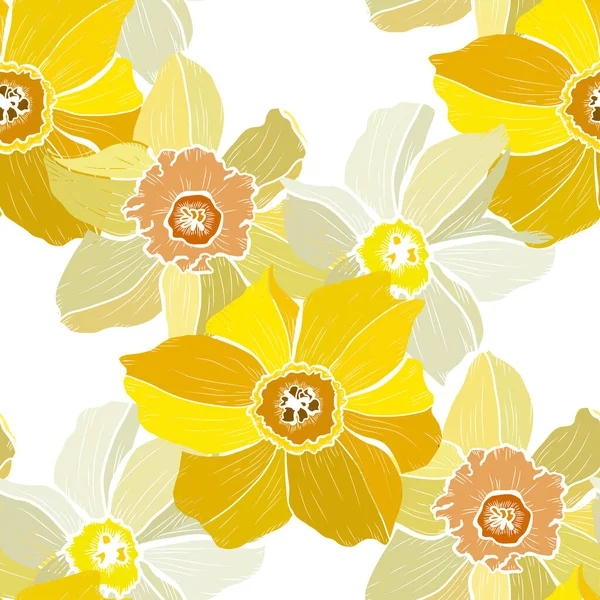 Elegant Seamless Pattern Daffodil Narcissus Flowers Design Elements Floral Pattern — Wektor stockowy